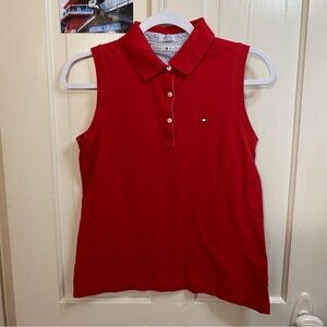 TOMMY HILFIGER | TH Women's Red Sleeveless Polo Top